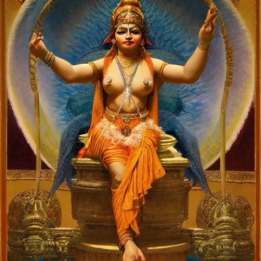 Image similar to detailed full body of hindu god shivawoman with blindfolded by cloth, girl graceful,, painting by gaston bussiere, craig mullins, j. c. leyendecker, lights, art by ernst haeckel, john william godward, hammershøi,,