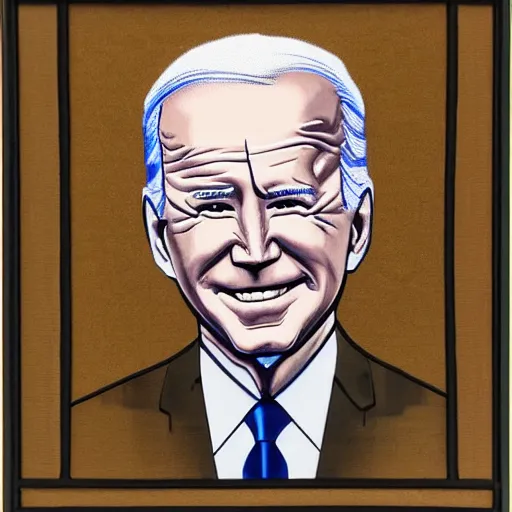 Image similar to A weaved portrait of Joe Biden