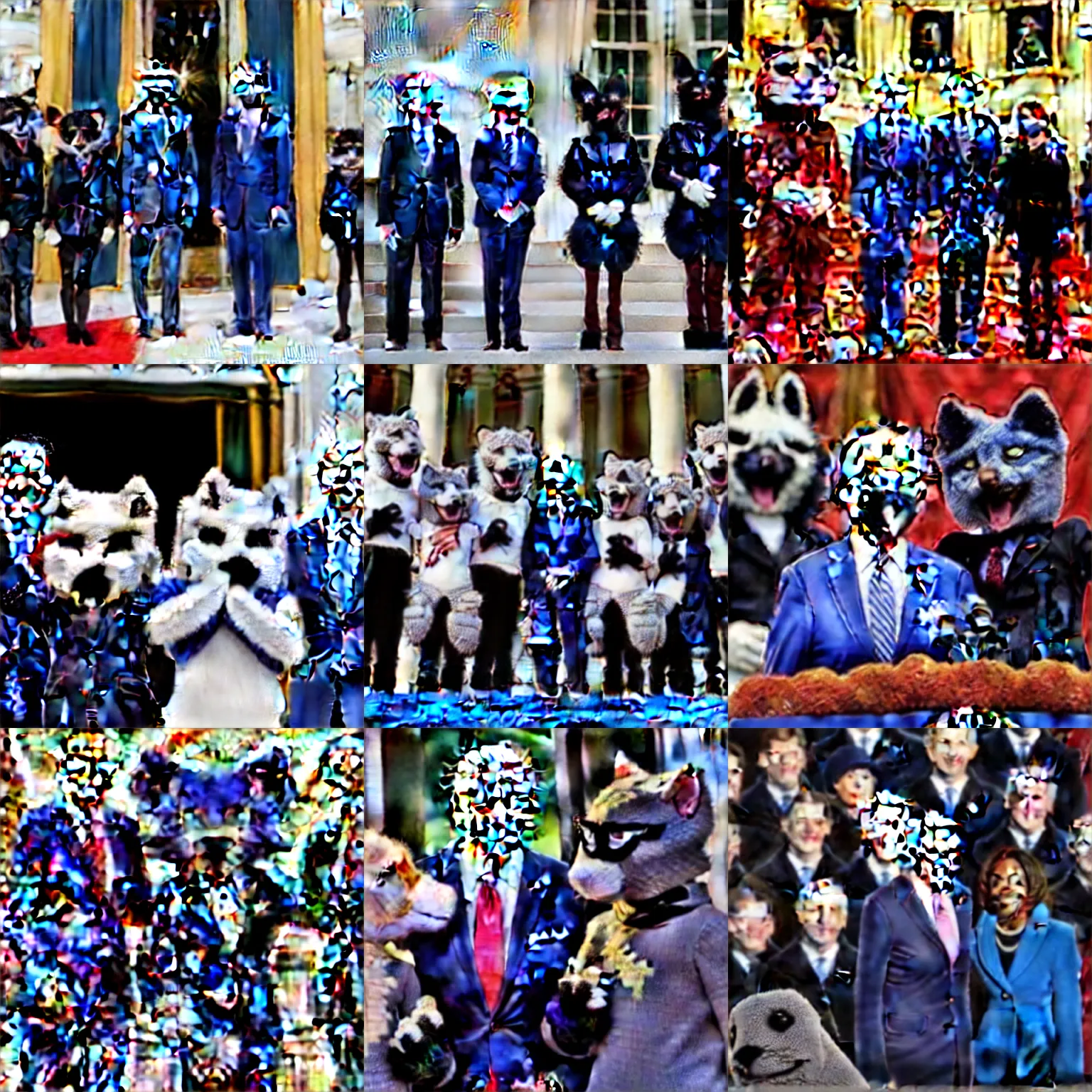 Prompt: president biden and the fursuit clique at his inauguration