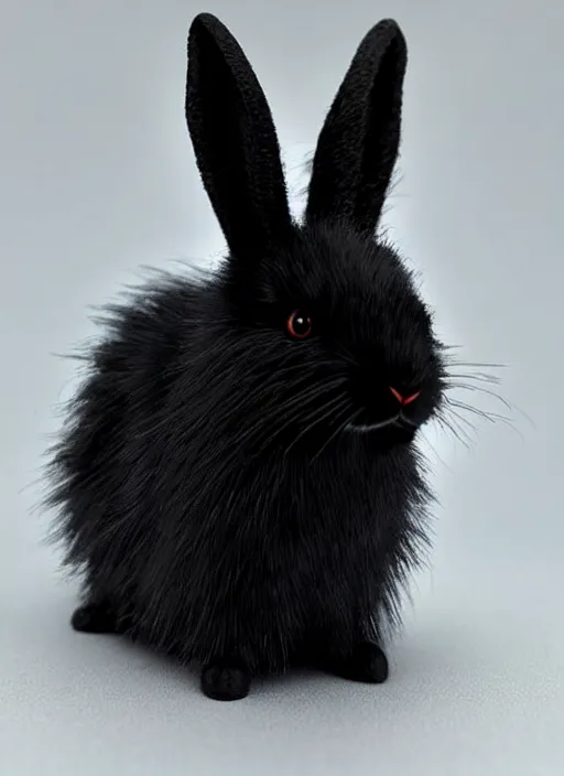 Image similar to 80mm resin detailed miniature of fluffy black devil rabbit, Product Introduction Photos, 4K, Full body, simple background