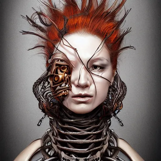 Prompt: portrait of a Shibari rope wrapped face and neck, headshot, insanely nice professional hair style, dramatic hair color, digital painting, of a 17th century wealthy biomechanical cyborg merchant, amber jewels, baroque, ornate clothing, scifi, realistic, hyper detail, chiaroscuro, concept art, art by Franz Hals and Jon Foster and Ayami Kojima and Amano and Karol Bak,