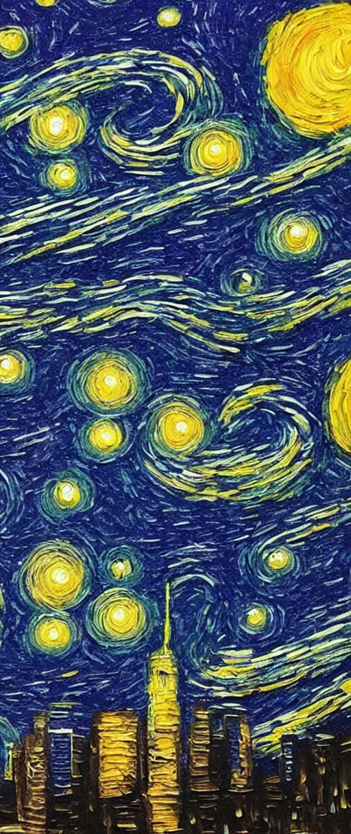 Image similar to painting of new york in the style of starry night