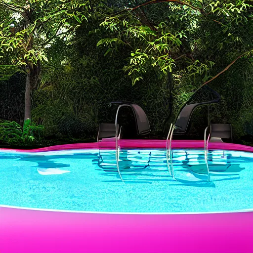 Prompt: cyberpunk swimming pool pinkish color