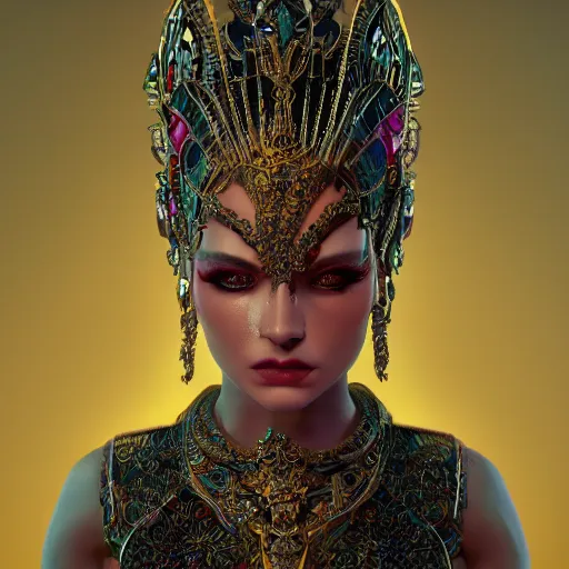 Prompt: portrait of princess of evil, beautiful, attractive, glowing, ornate and intricate, jaw dropping, dynamic lighting, intricate and detailed, 4 k octane render