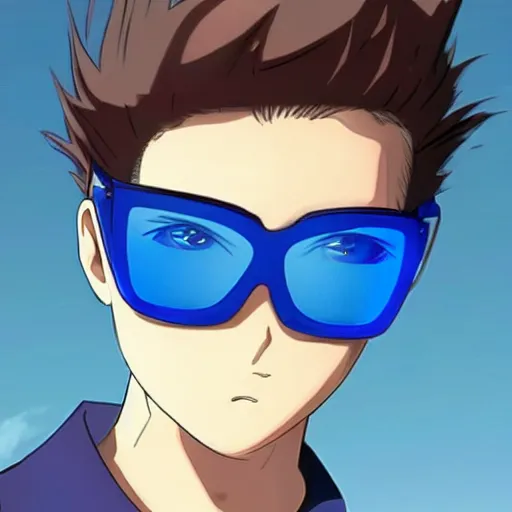 Image similar to Eyewear visor on an anime boy,