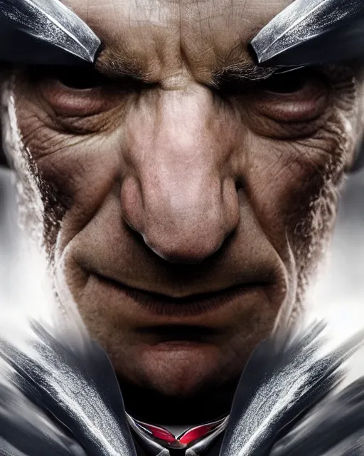 Image similar to an epic dramatic portrait of magneto, detailed face, epic art, trending on artstation, deviantart, high detail, high definiton, ultra realistic, hyper realistic, photo realistic, 4 k uhd