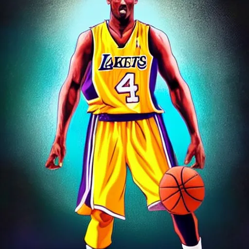 Image similar to Kobe Bryant going super saiyan on the basketball court, photorealistic, sports photography