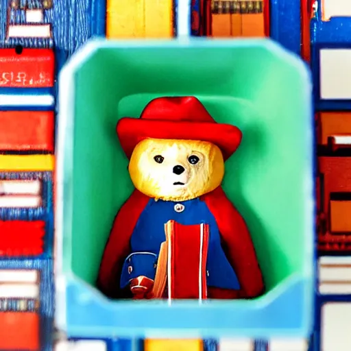 Image similar to paddington bear living in a matchbox