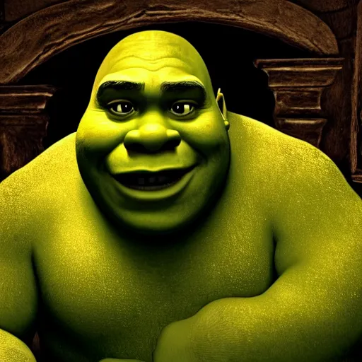 Image similar to photo of shrek in the backrooms level 0, photorealistic,