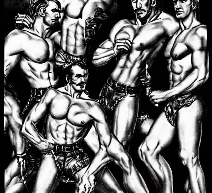 Image similar to how hell must look like from the eyes of tom of finland