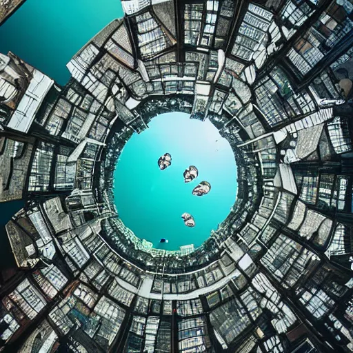 Prompt: underwater photography looking down kn Glasgow cityscape at the bottom of the sea