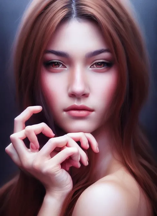 Image similar to photo of a gorgeous young woman in the style of stefan kostic, realistic, sharp focus, 8k high definition, insanely detailed, intricate, elegant, art by stanley lau and artgerm