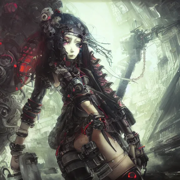 Image similar to cybergoth, tankoban, 4 k, tone mapping, akihiko yoshida, james jean andrei riabovitchev marc simonetti, yoshitaka amano, long hair, curly, h. hydrochaeri