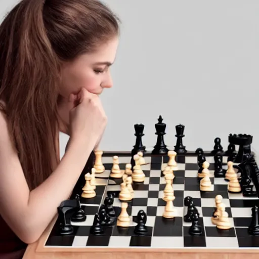 Image similar to beautiful girlfriend playing chess