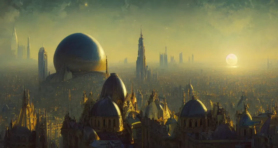 Prompt: cinematic shot, city on the moon, geodesic domes, digital painting, artstation, concept art, soft light, hdri, smooth, sharp focus, illustration, intricate, elegant, highly detailed, in the style of greg rutkowski and alphonse mucha and artemisia, 8 k, highly detailed, jurgens, rutkowski