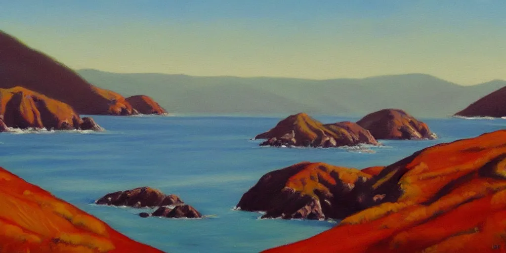 Image similar to beautiful oil painting of marin headlands by olof krans