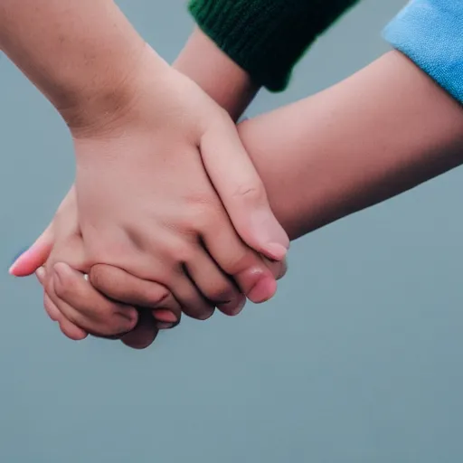 Prompt: a photograph of two non-binary people holding hands,