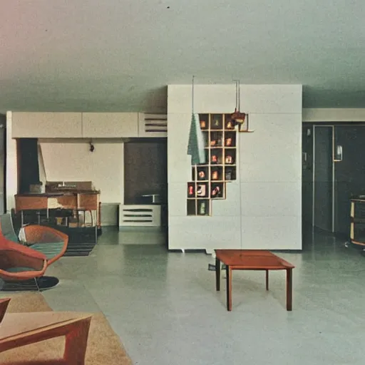 Image similar to late 70s eastern european apartment, design magazine photo