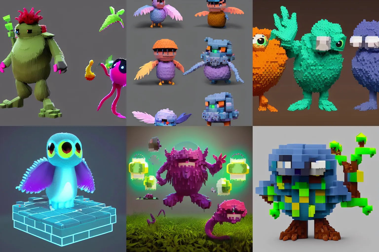 Prompt: 8bit game. cute! c4d, unreal engine, pixar, voxelart, rimlight, jelly fish dancing, fighting, bioluminescent screaming feathers pictoplasma characterdesign toydesign toy monster bird of paradise creature, zbrush, octane, hardsurface modelling, artstation, cg society, by greg rutkowksi, by Eddie Mendoza, by Peter mohrbacher, by tooth wu