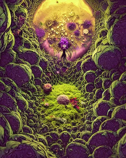 Image similar to the platonic ideal of flowers, rotting, insects and praying of cletus kasady carnage thanos dementor doctor manhattan chtulu mandelbulb studio ghibli lichen mandala bioshock davinci the witcher, d & d, fantasy, ego death, decay, dmt, psilocybin, art by anders zorn and william ekgren