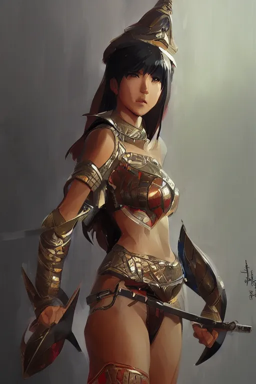 Image similar to Gorgeous armor thai warrior girl by ilya kuvshinov, krenz cushart, Greg Rutkowski, trending on artstation