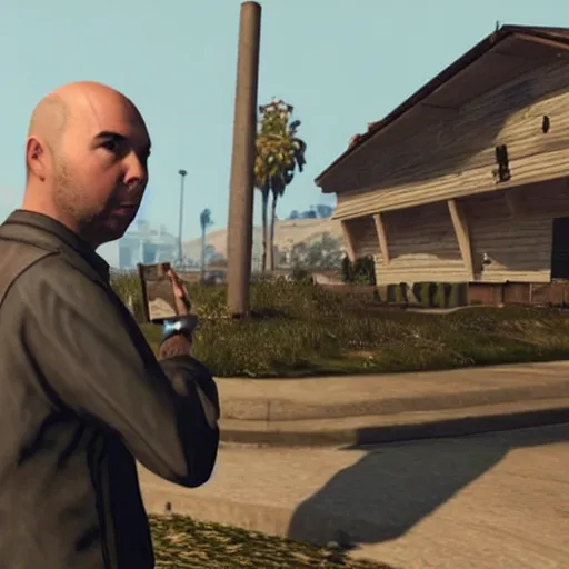 Prompt: karl pilkington in gta vii