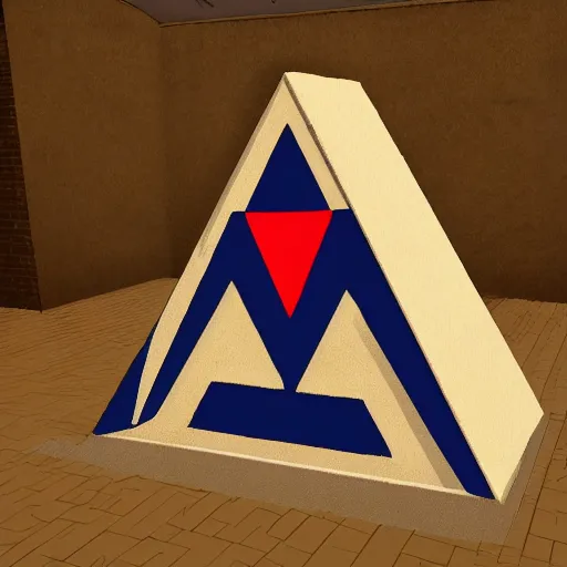 Image similar to oldschool 8 0 s pyramid!!! triangular!!! cardboard!!! soviet ussr milk pack, blue, red, white, in game pathologic 2, unreal engine,