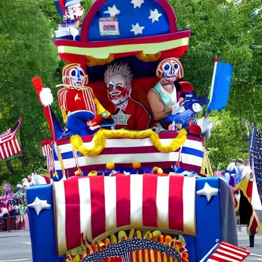 Image similar to parade float for captain spaulding, realistic photography, high detailed