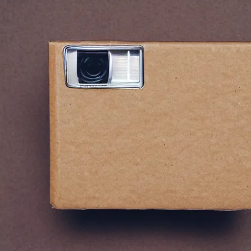 Image similar to polaroid camera made of cardboard, cardboard cutout, brown corrugated cardboard