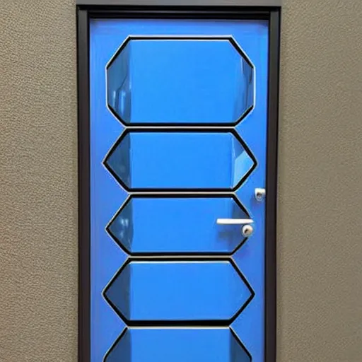 Image similar to a blue hexagonal door from the movie tron : legacy