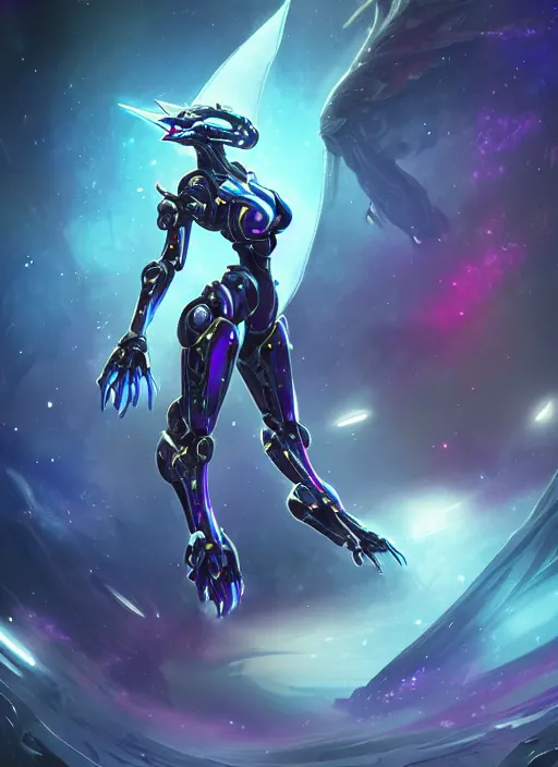 Image similar to cinematic goddess shot, cosmic sized perfectly proportioned stunning beautiful hot anthropomorphic robot mecha female dragon, in space, nebula background, larger than galaxies, holding galaxy, sharp claws, sleek silver armor, epic proportions, epic size, epic scale, digital art, furry art, macro art, dragon art, giantess art, warframe fanart, furaffinity, deviantart