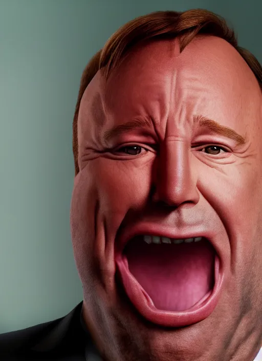 Prompt: A hyper realistic ultra realistic photograph of Alex Jones screaming dressed as kirby by Brand , detailed, photorealistic imagery, 8k quality