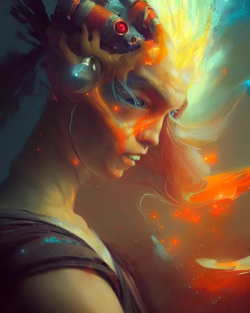 Prompt: full view portrait of mystical and legendary DJ Tangerine, 4k digital masterpiece by Greg Rutkowski and Ruan Jia and rossdraws, Alberto Seveso, fantasycore, Hyperdetailed, realistic oil on linen, soft lighting, Iconography background, featured on Artstation