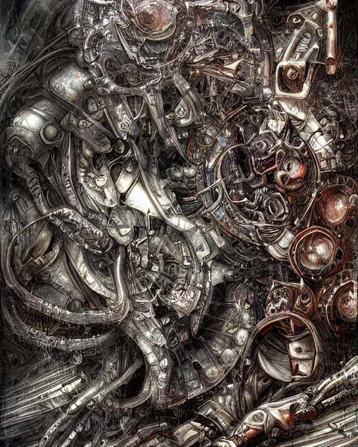 Prompt: artwork by yoshitaka amano, biomechanical, 4 k, hyper detailed