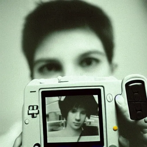 Prompt: a selfie taken with a gameboy camera