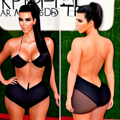 Prompt: kim kardashian with enhanced body features