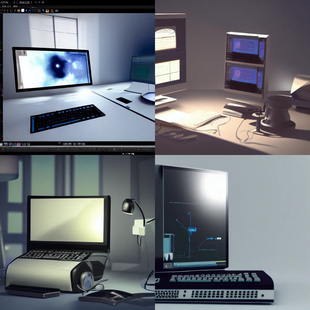 Prompt: a dreaming computer, concept art, vray