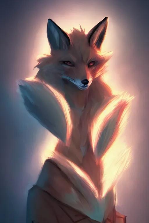 Image similar to a fox fursona, trending on artstation, by kawacy, furry art, digital art, cyberpunk, high quality, backlighting