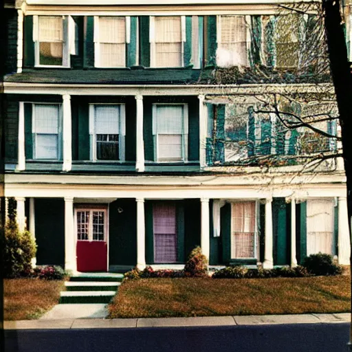 Prompt: award winning close up photo by saul leiter and fred herzog and william eggleston of a super perfect ultra detailed house's exterior