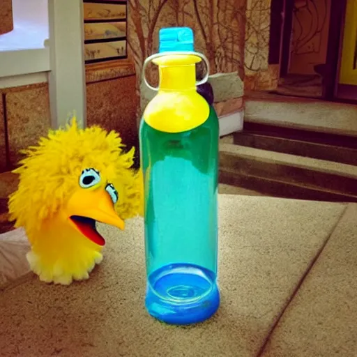 Image similar to big bird in a bottle