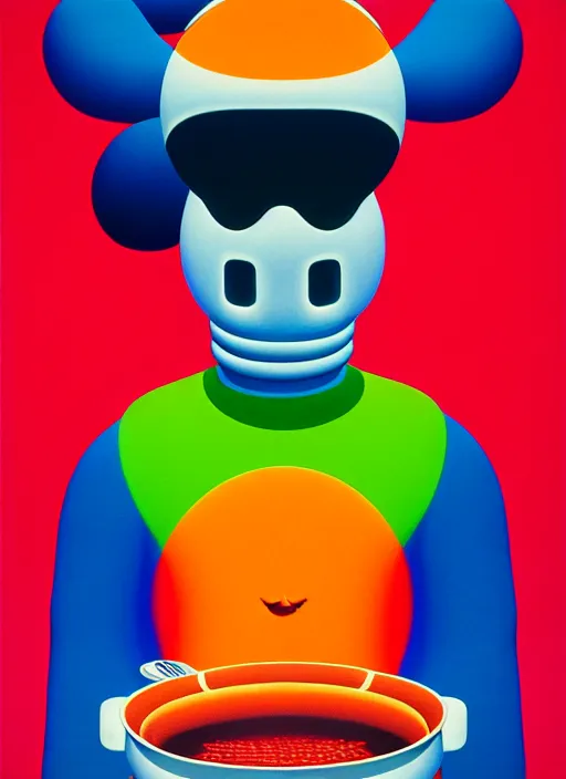 Image similar to hot soup by shusei nagaoka, kaws, david rudnick, airbrush on canvas, pastell colours, cell shaded, 8 k