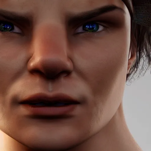 Prompt: human - dragon hybrid, close up face, 8 k, hyperrealistic, trending on artstation