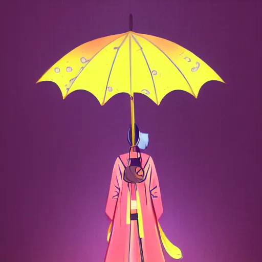 Prompt: photo of kitsune, very detailed, neon, pink, japan, forest, rain, umbrella, ultra, fashion