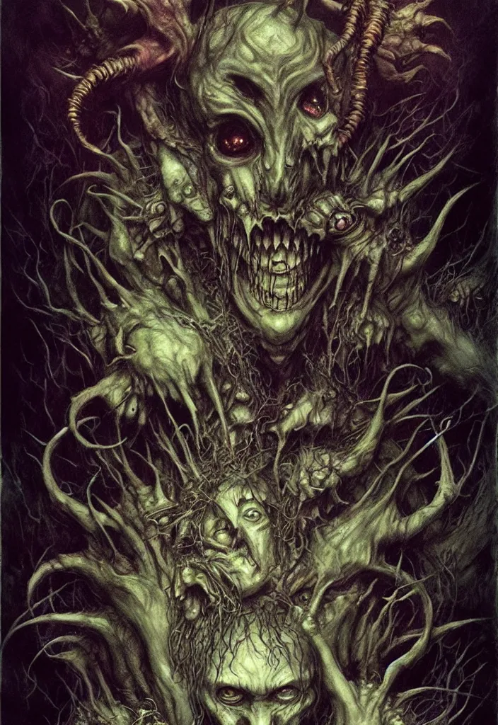 Image similar to an eerie uncanny hell with strange eerie magical scary creatures, horror, concept art, detailed, award - winning, by guillermo del toro, by brian froud