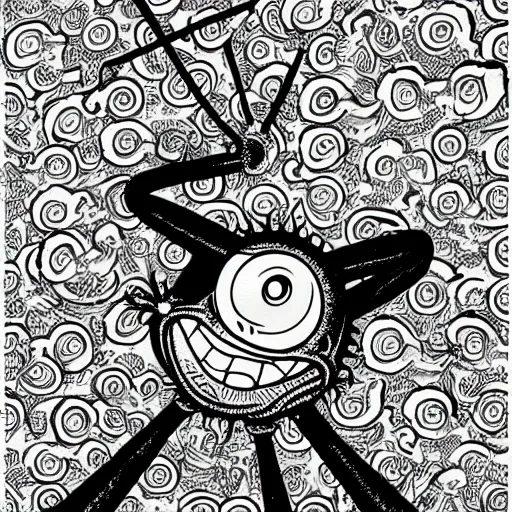 Prompt: spongebob in the style of junji ito illustration 4k