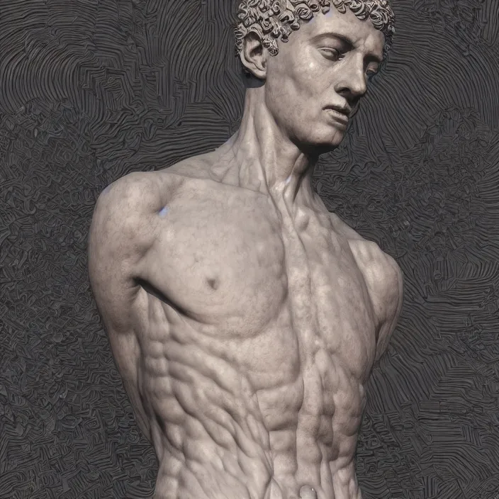 Image similar to stoic statue wearing clothes, vaporwave, aesthetic, naturel, symmetrical face, hyper detailed, digital sculpture, trending in artstation, cinematic lighting, studio quality, smooth render, unreal engine 5 rendered, octane rendered, art style by klimt and nixeu and ian sprigger and wlop and krenz cushart