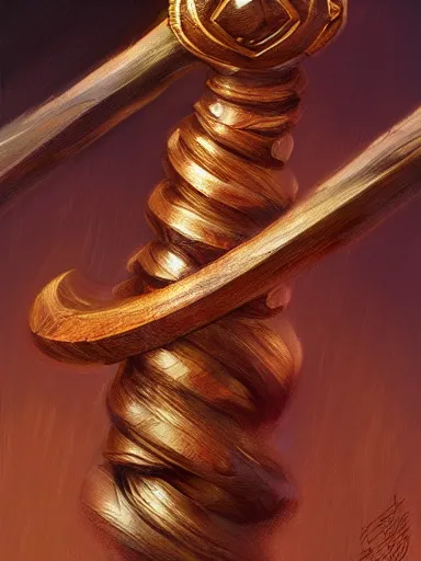 Prompt: a wooden staff. intricate, elegant, highly detailed, digital painting, artstation, concept art, sharp focus, illustration, by justin gerard and artgerm, 8 k