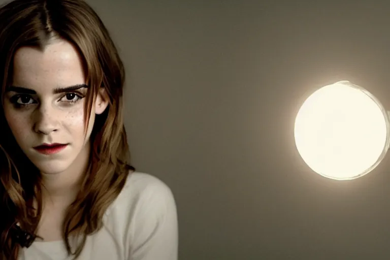 Prompt: a cinematic rendering of emma watson inside of a lightbulb