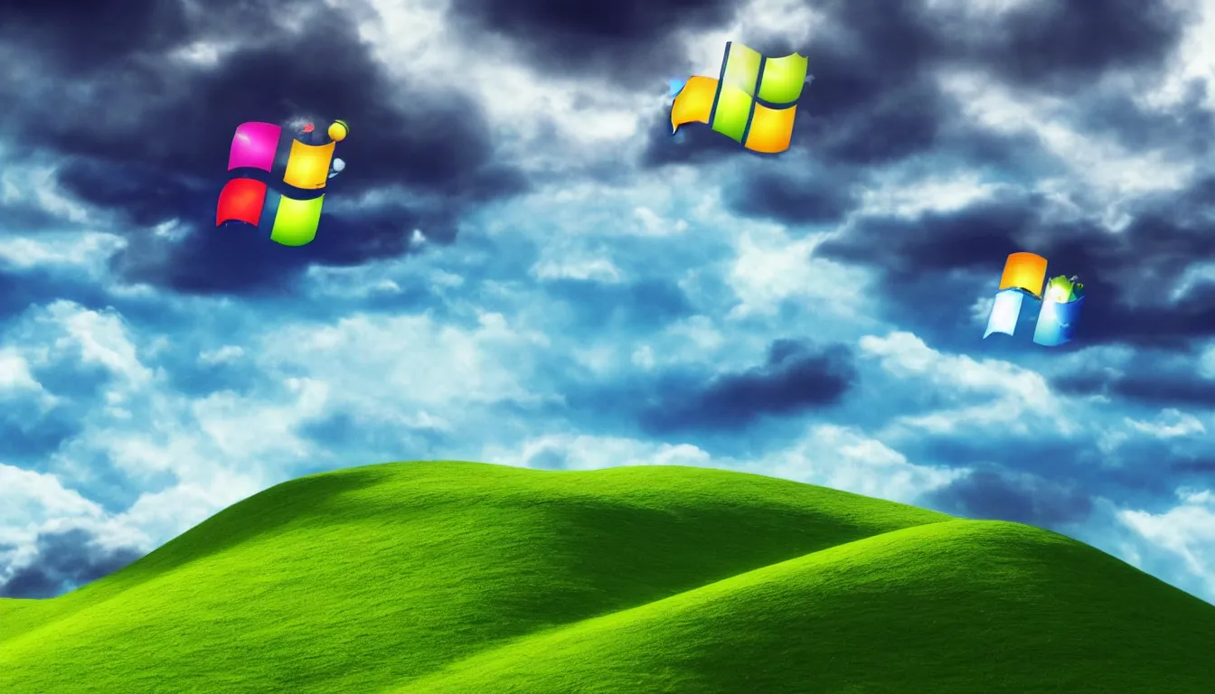 Prompt: Discord themed Windows XP desktop wallpaper, trending on artstation