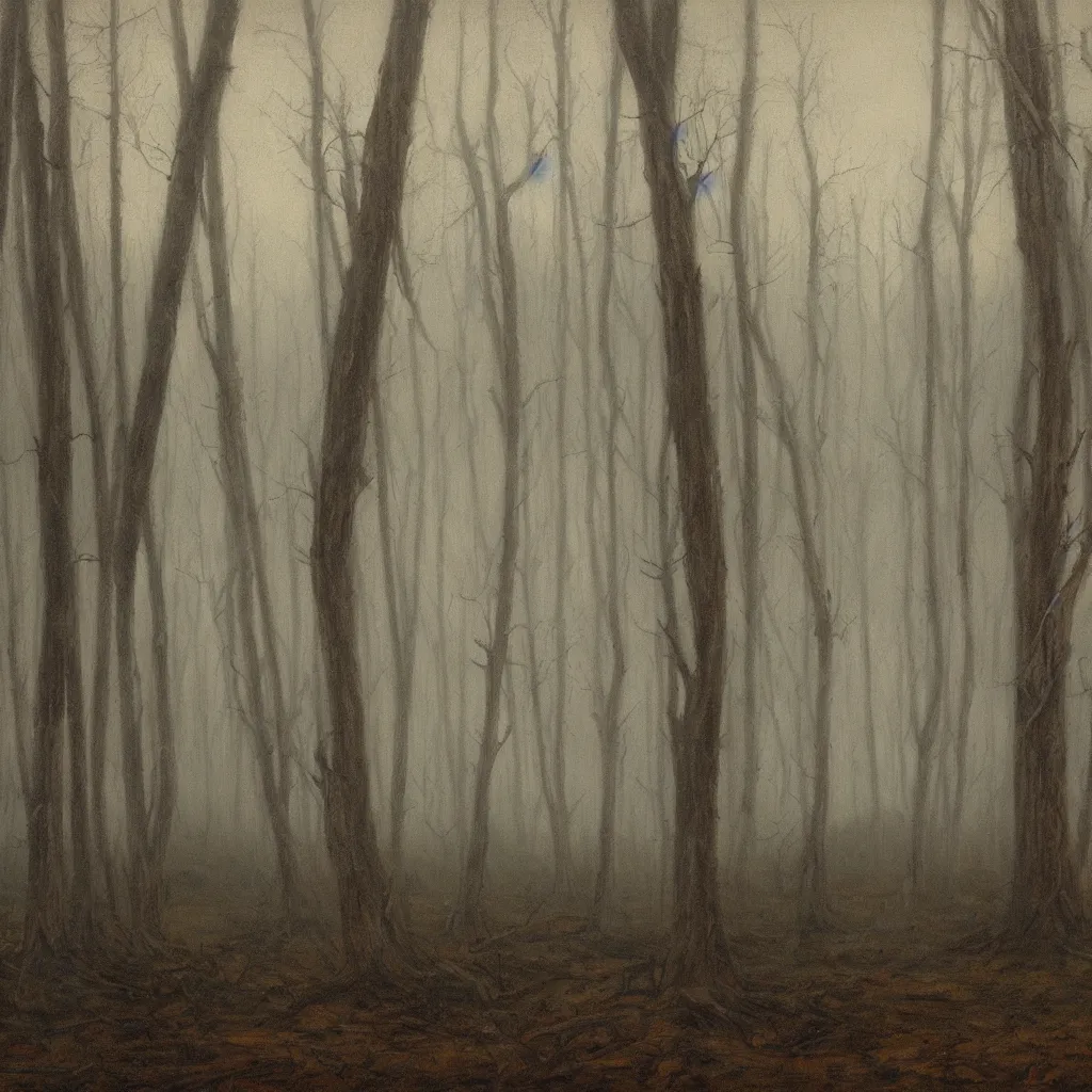 Prompt: swamp, a bit foggy, bizarre pines, dirt track, dark, hudson river school painting, naturalism